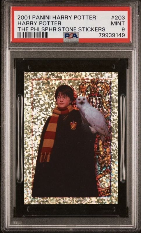 2001 Panini Harry Potter Philosopher’s Stone sticker, holo #203, PSA graded MINT 9, front